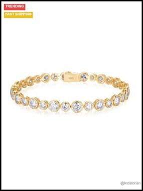 Moissanite Tennis Bracelet 925 Sterling Silver Bezel Set